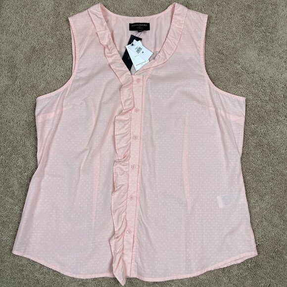 Banana Republic Tops - Banana Republic Shirt Women 18 Peach Ruffle Tailored Fit Boho Cottage Career NWT